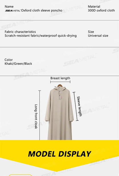 Thicken Oxford Waterproof Rain Gear Rain Poncho Unisex Fashion Rain Coat Long Raincoat Loose Oversized Hooded Rainwear