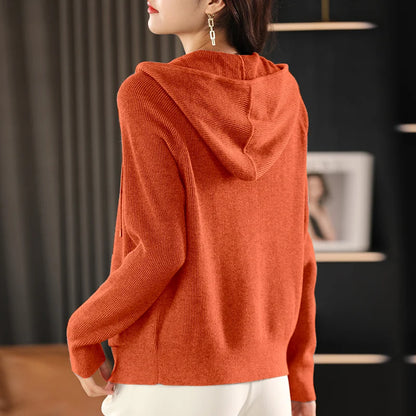 Women Cardigans Autumn Winter Turn-down Collar Zip Front Cardigan Thick Loose Sweater Basic Warm Knit Casual Korean Outerwear