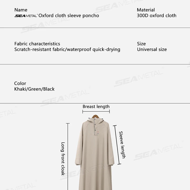 Thicken Oxford Waterproof Rain Gear Rain Poncho Unisex Fashion Rain Coat Long Raincoat Loose Oversized Hooded Rainwear