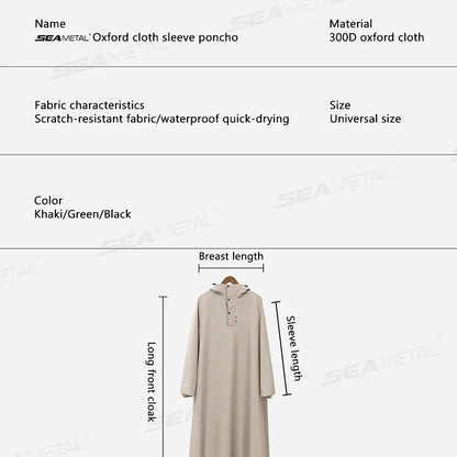 Thicken Oxford Waterproof Rain Gear Rain Poncho Unisex Fashion Rain Coat Long Raincoat Loose Oversized Hooded Rainwear