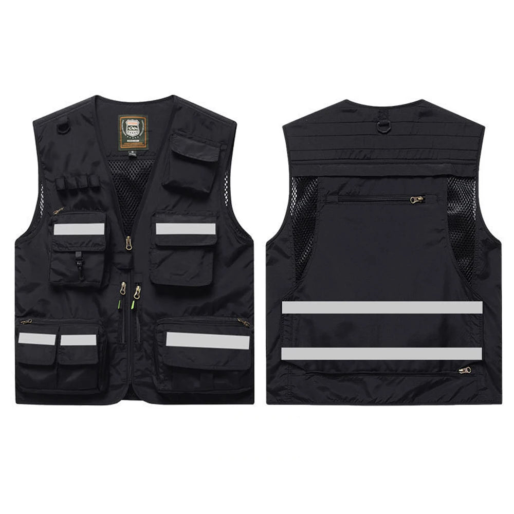 Workwear Safety Vest with Multi Pocket Emergency Rescue Volunteers Communication Safety Jacket Outdoor Work Clothing