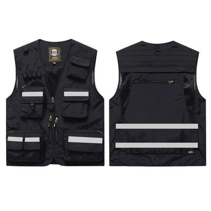 Workwear Safety Vest with Multi Pocket Emergency Rescue Volunteers Communication Safety Jacket Outdoor Work Clothing