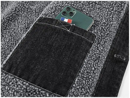 New Fashion Men Winter Fleece Warm Denim Jackets Tooling Coats Quality Cotton Male Multi-pocket Casual Cargo Jackets Size M-5XL
