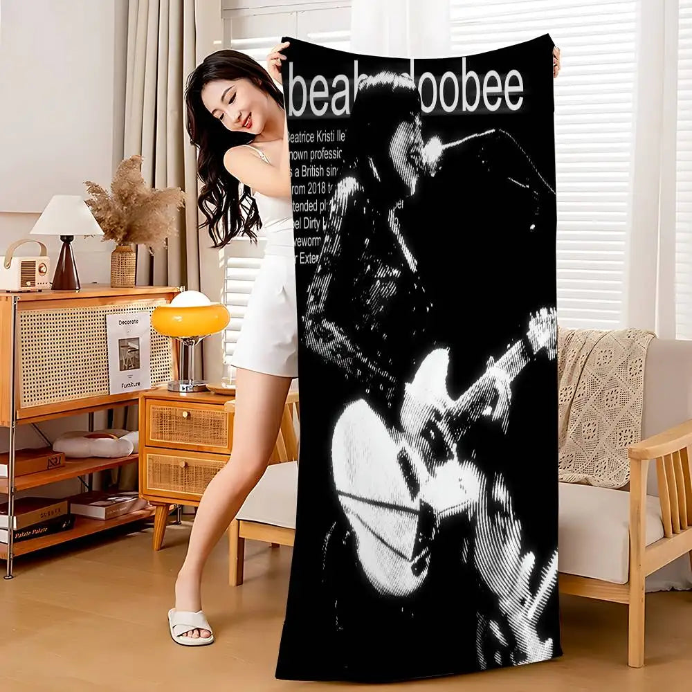 Singer B-Beabadoobee Beach Towel Cartoon Cute Summer Kids Large Bath Pool Beach Towel Microfiber Absorbent For Swimming Travel