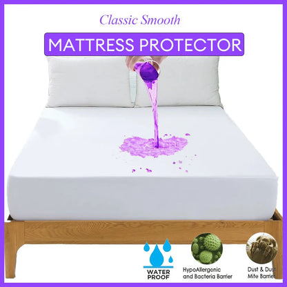 Smooth Mattress Protector Fitted Sheet Water proof Mattress Cover Anti Mites & Washable  Bed Protector
