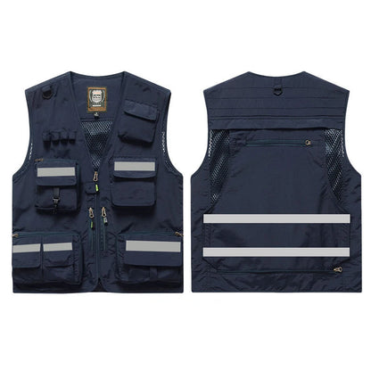 Workwear Safety Vest with Multi Pocket Emergency Rescue Volunteers Communication Safety Jacket Outdoor Work Clothing