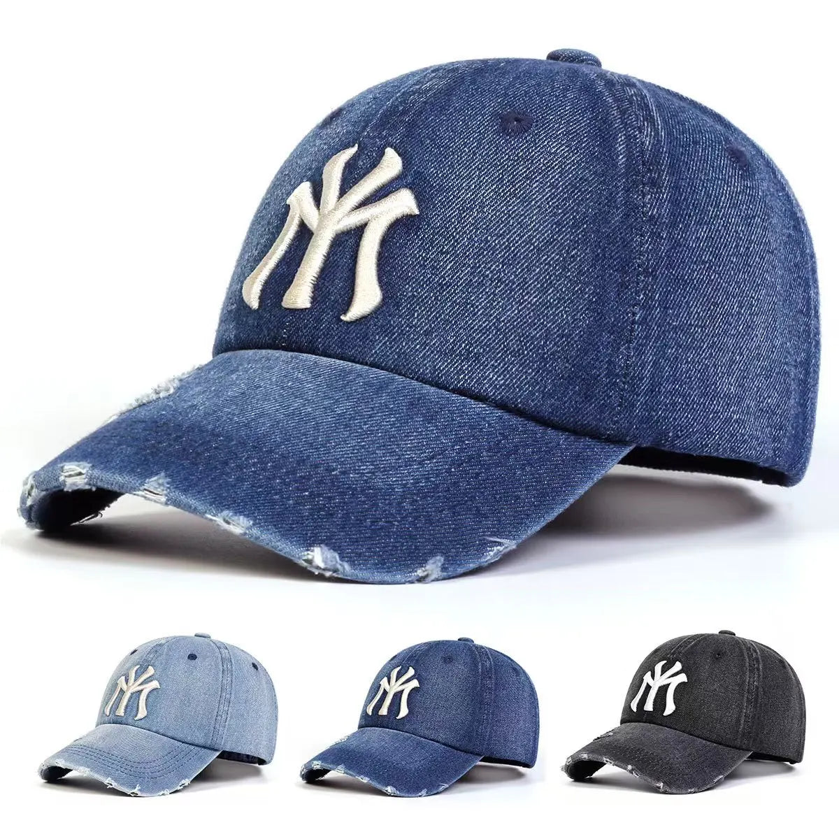 New Unisex Letter Embroidery Hole Denim Baseball Caps Spring Autumn Outdoor Adjustable Casual Hats Sunscreen Hat