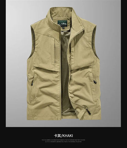 Men Outdoor Cargo Vests 8XL New Summer Thin Mesh Breathable Waistcoats Fishing Sleeveless Jackets Male Sportswear Casual Vests