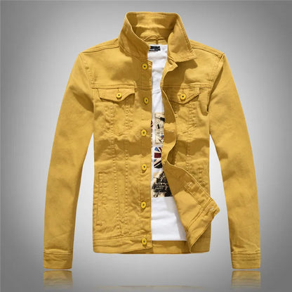 Men Coloured Denim Jackets Outwear Slim Fit Denim Coats New Fashion Male Cotton Casual Jeans Jackets Streetwear Jean Coats Size S~4XL