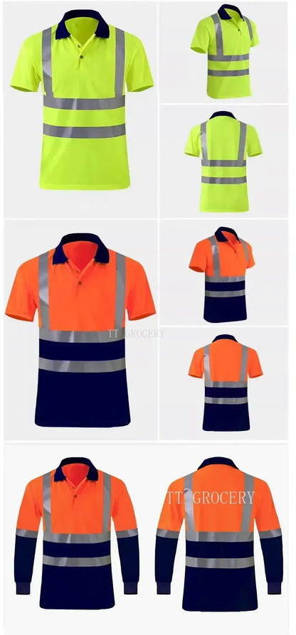 Quick-Dry Polo Shirt Work Reflective Labor Protection Safety Clothing Breathable Workwear Resistant Industrial Safety Shirt