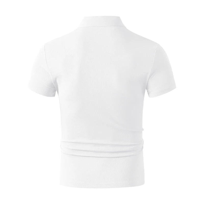 2025 New Men's Casual and Fashionable Simple Collared Short Sleeved Polo Shirt Summer Comfortable Breathable and Versatile Top