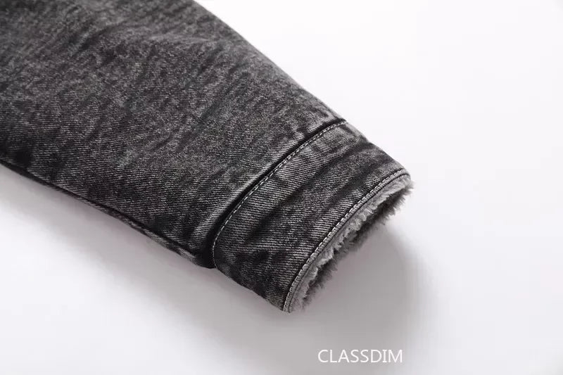 Men Winter Black Denim Jackets Fleece Warm Coats Good Quality Male Casual Winter Jackets Outwear Casual Coats Winter Clothes S-4XL