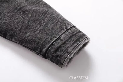 Men Winter Black Denim Jackets Fleece Warm Coats Good Quality Male Casual Winter Jackets Outwear Casual Coats Winter Clothes S-4XL
