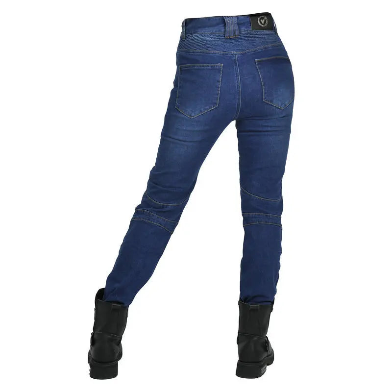 New Motorcycle Jeans Women Upgrade Silicone Protector Detachable Casual Fashion Racing Road Rider Four Seasons Moto Pants