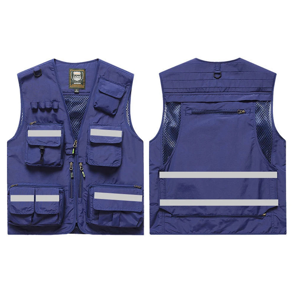 Workwear Safety Vest with Multi Pocket Emergency Rescue Volunteers Communication Safety Jacket Outdoor Work Clothing
