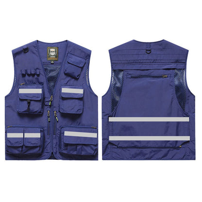 Workwear Safety Vest with Multi Pocket Emergency Rescue Volunteers Communication Safety Jacket Outdoor Work Clothing