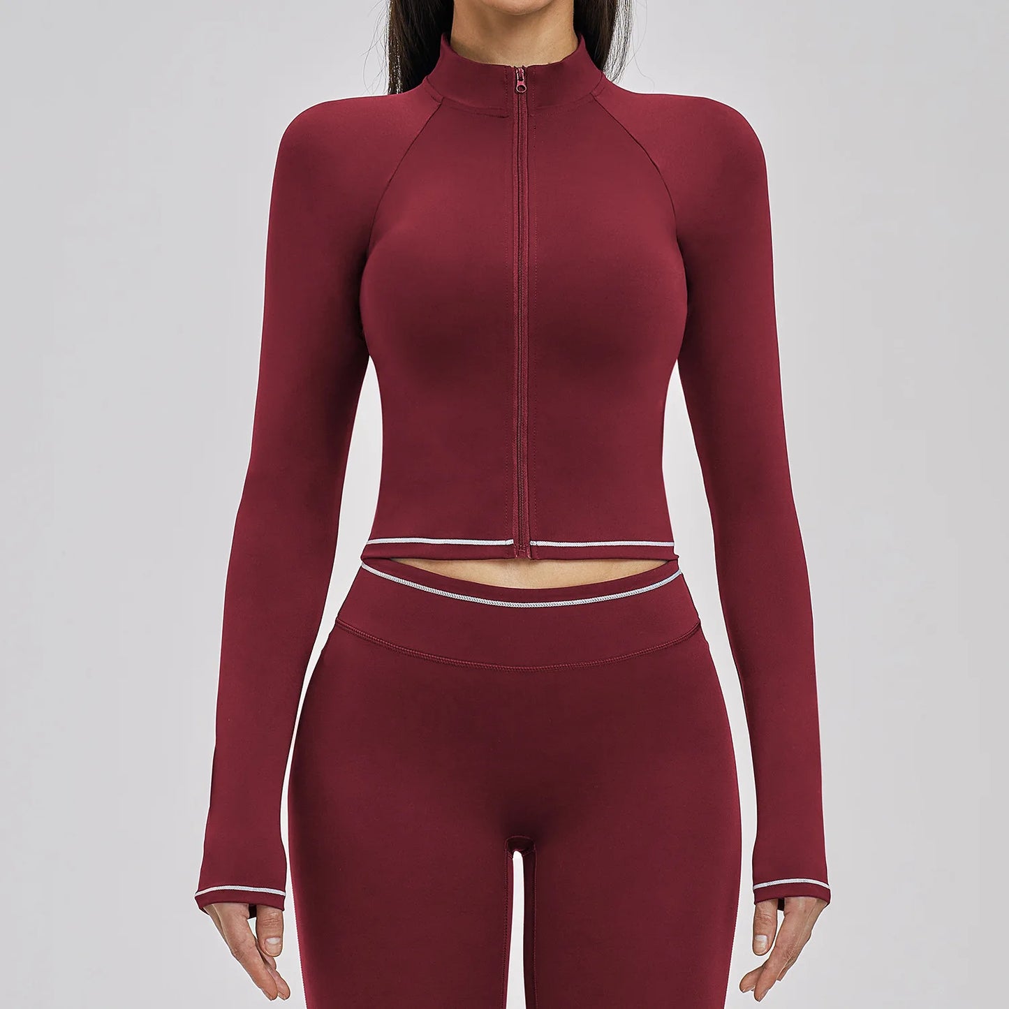 Seamless Yoga Long Sleeve Women Sports Jacket Zipper Fitness Yoga Shirt Gym Top Activewear Running Coats Cycling Workout Clothes