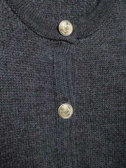 Women's Winter Slim Short Knitted Cardigan Jacket Retro Round Neck Gold Breasted Decoration Elegant Women's Casual Jacket