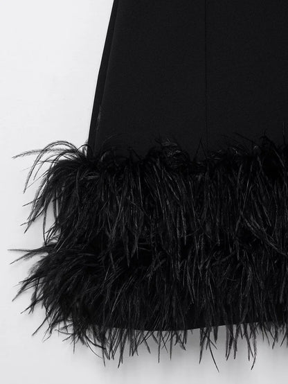 Feather Mini Dress Women Black Sleeveless Corset Dress Woman off Shoulder Party Dresses for Women Luxury Short Dress