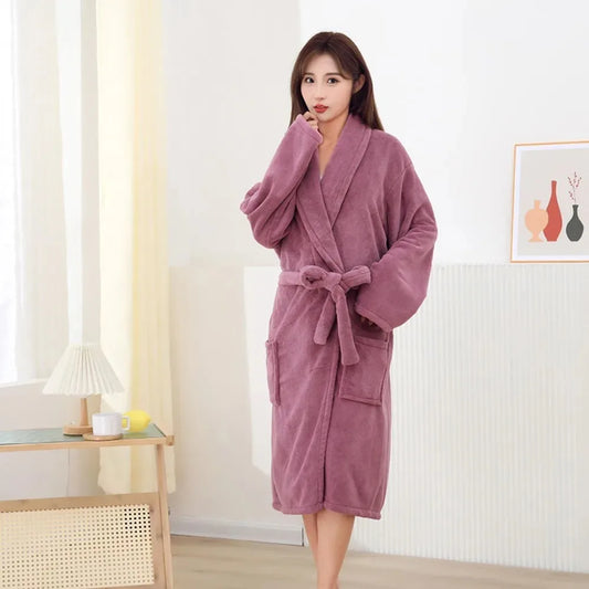 Bathrobes, Men and Women's Bath Towels, New Soft and Comfortable Absorbent, Home Bathing, Plain Bathrobes