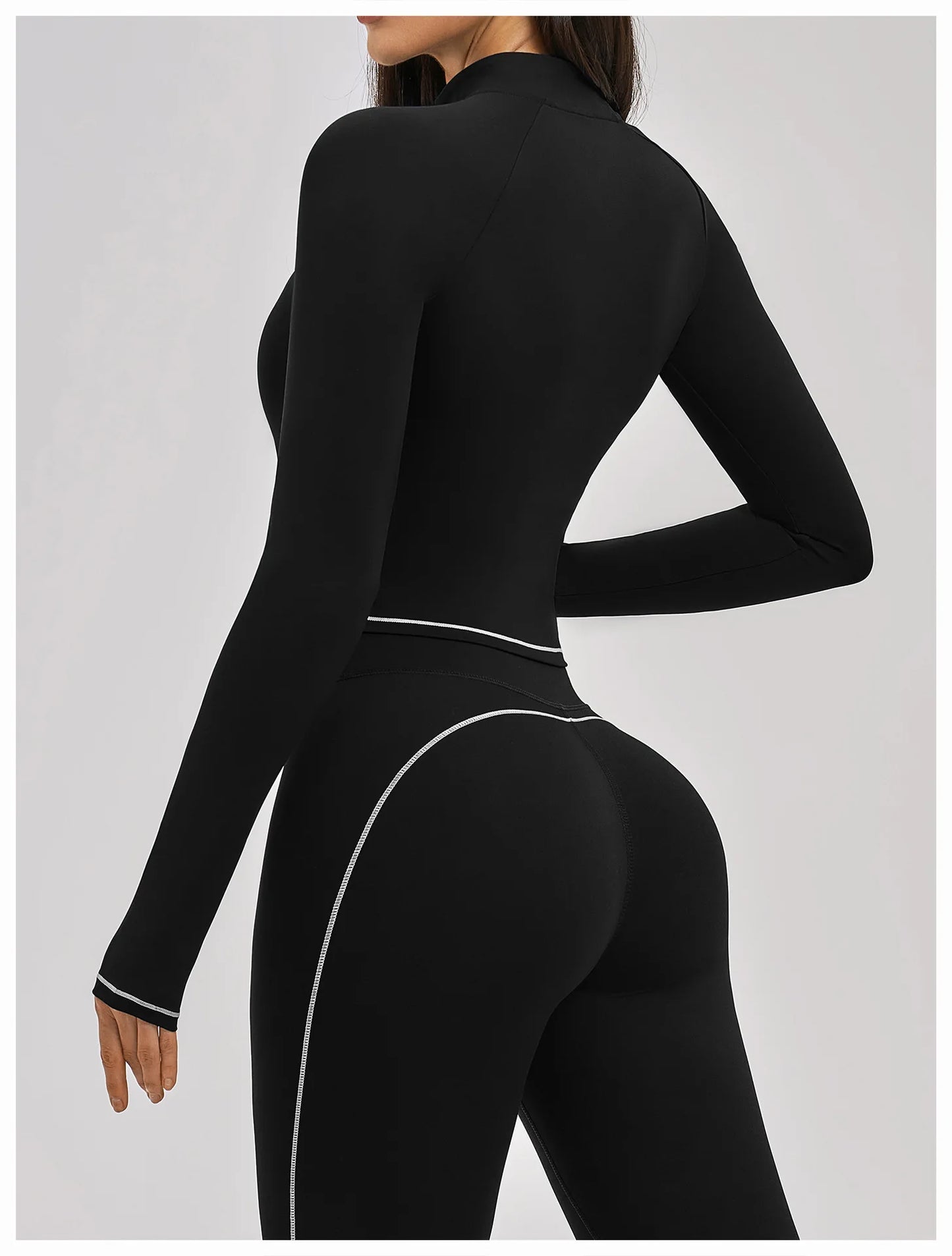 Seamless Yoga Long Sleeve Women Sports Jacket Zipper Fitness Yoga Shirt Gym Top Activewear Running Coats Cycling Workout Clothes