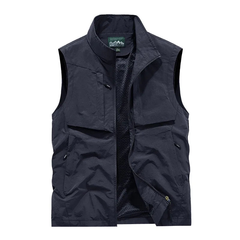 Men Outdoor Cargo Vests 8XL New Summer Thin Mesh Breathable Waistcoats Fishing Sleeveless Jackets Male Sportswear Casual Vests