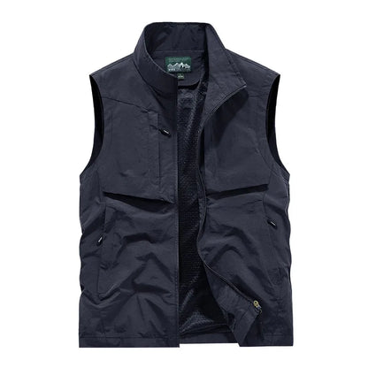 Men Outdoor Cargo Vests 8XL New Summer Thin Mesh Breathable Waistcoats Fishing Sleeveless Jackets Male Sportswear Casual Vests