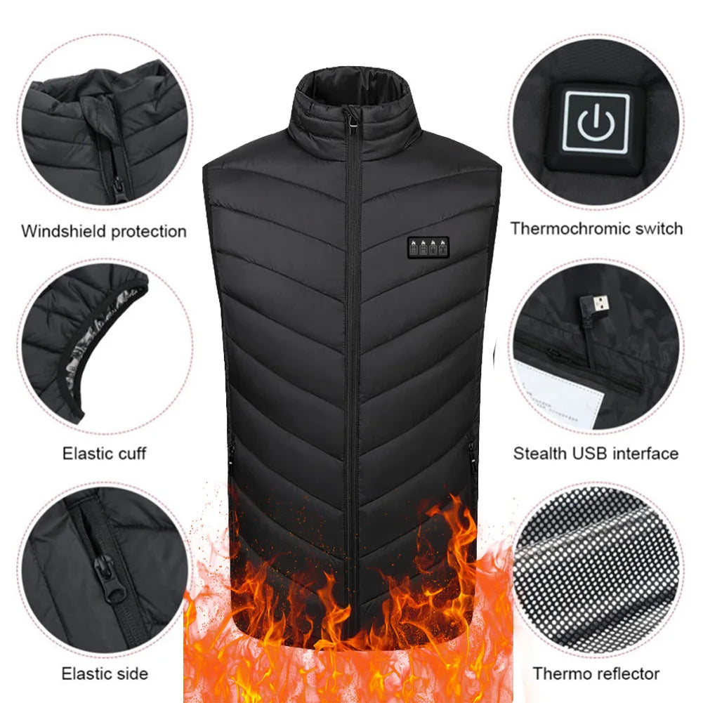 17 Areas USB Heated Jacket Men Women Electric Heated Vest Heating Vest Heated Bodywarmer Usb Inner Heat Vest Clothes for Outdoor