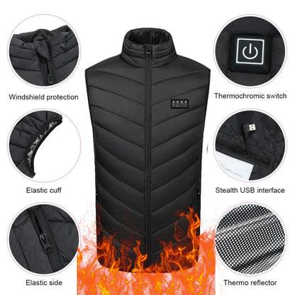 17 Areas USB Heated Jacket Men Women Electric Heated Vest Heating Vest Heated Bodywarmer Usb Inner Heat Vest Clothes for Outdoor