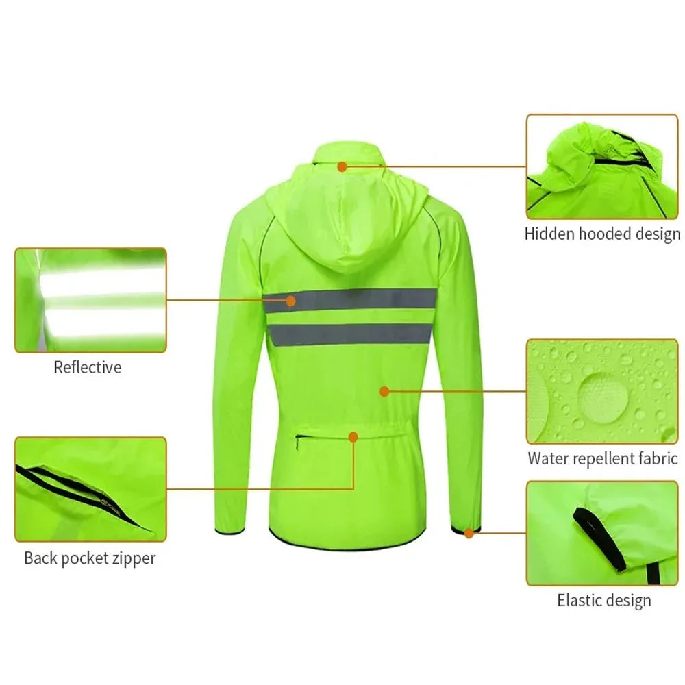 Cycling Clothing Reflective Windbreaker Windproof Waterproof MTB Bicycle Jacket Long Sleeve Cycling Jersey Cycling Club Designs