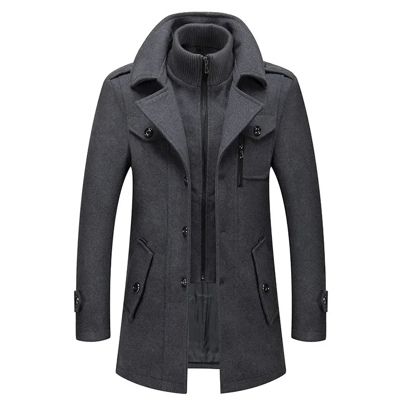 Men Cashmere Trench Coats Winter Jackets Overcoats Wool Blends High Quality New Winter Coats Male Business Casual Trench Coats 4