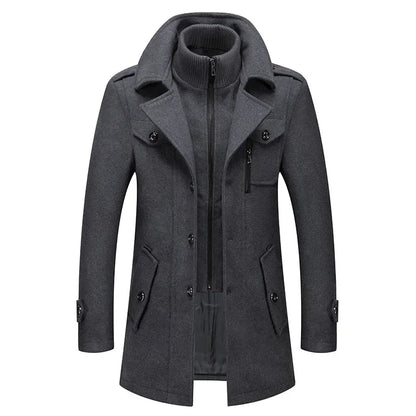 Men Cashmere Trench Coats Winter Jackets Overcoats Wool Blends High Quality New Winter Coats Male Business Casual Trench Coats 4