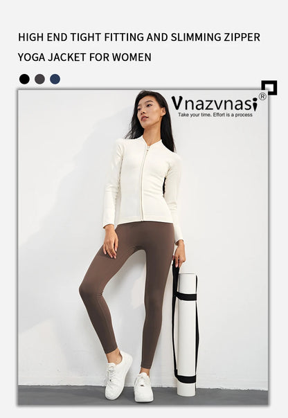 Vnazvnasi Spring New Design Women Thread Knit Jacket Zipped Long Sleeve Slim Girls Coat Outside Walk Or Running Sportswear