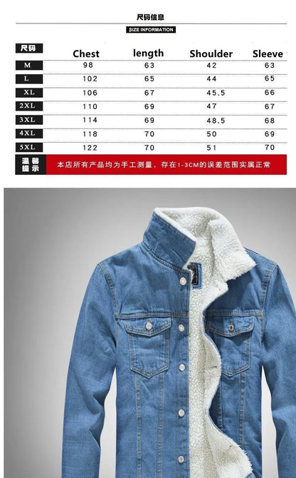 2025 Autumn/Winter New Fashion Solid Color Lamb Wool Denim Jacket Men's Casual Thick Warm High Quality Plus-Size Jacket M-3XL
