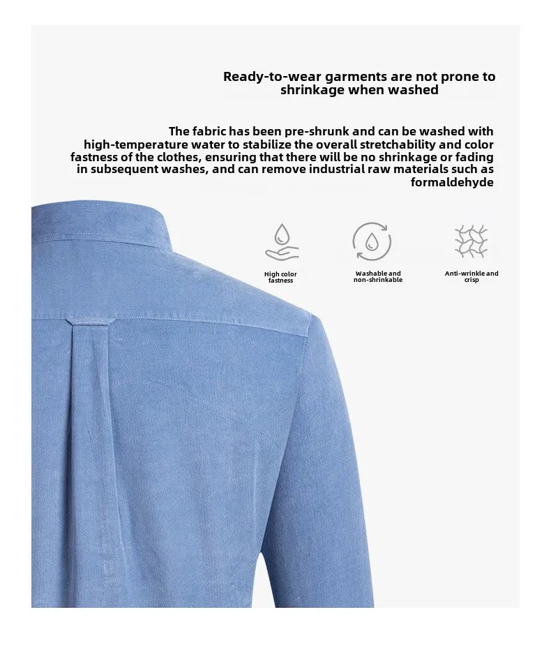Retro Cotton Corduroy Warm Winter Shirt Men’s Long Sleeve Casual Soft Comfortable Pocket Dress Shirts for Male Blouse Clothes