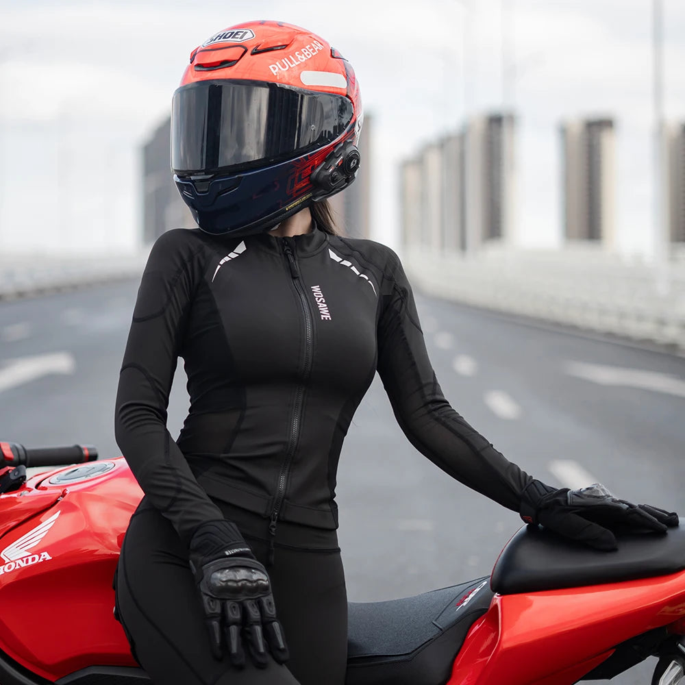 Women Motorcycle Jacket Lady Full Body Armor Set CE Certified Summer Riding Safety Coat Pants Built-in Protective Pads