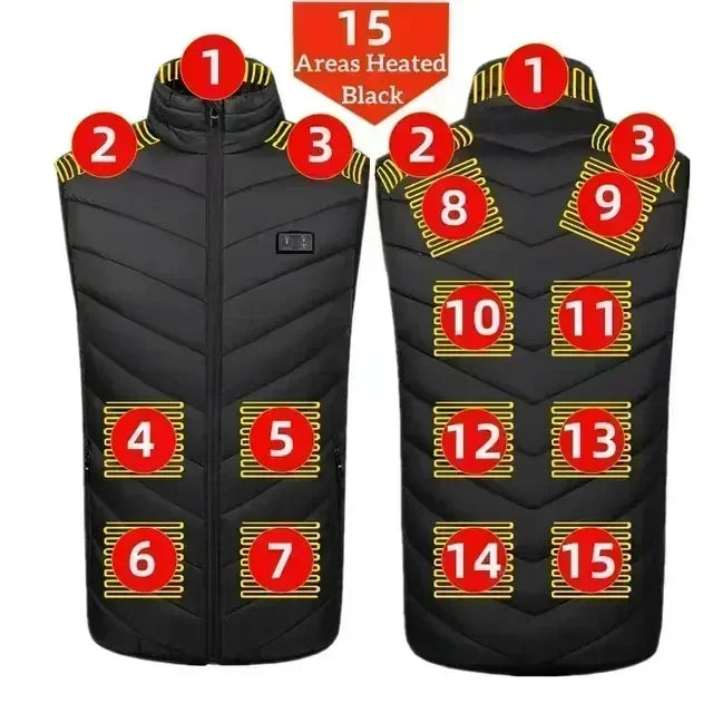 21 Areas Intelligent Electric Heating Vest Men's Winter Warm Jacket Usb Dual Control Infrared Heating Suit Casual Men Vest Coat
