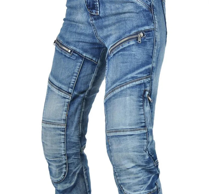 Womens zipper pants Motorcycle jeans Men's high elastic motorcycle riding rider pants Racing pants with protective