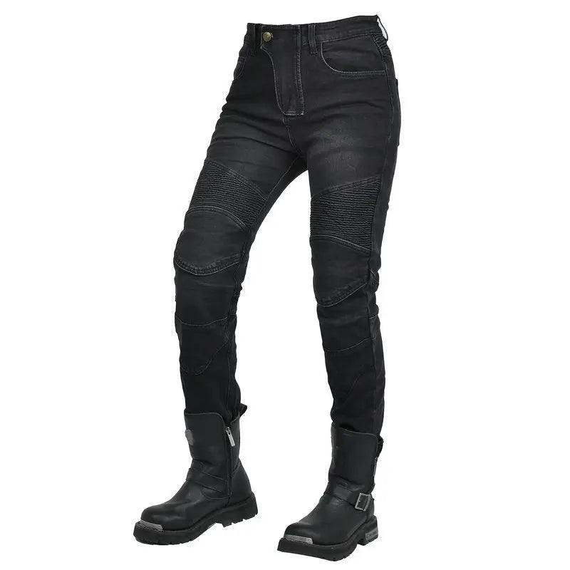 New Motorcycle Jeans Women Upgrade Silicone Protector Detachable Casual Fashion Racing Road Rider Four Seasons Moto Pants