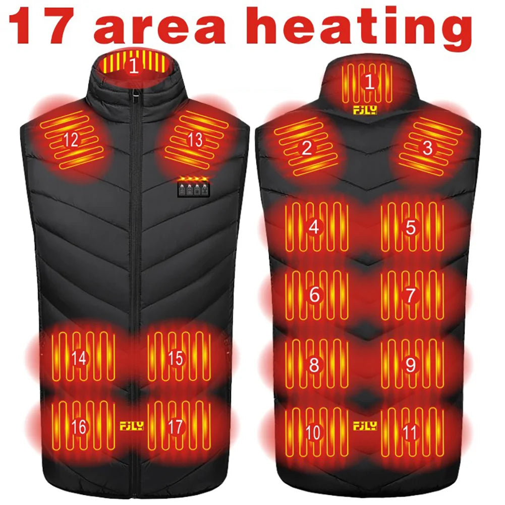17 Areas USB Heated Jacket Men Women Electric Heated Vest Heating Vest Heated Bodywarmer Usb Inner Heat Vest Clothes for Outdoor