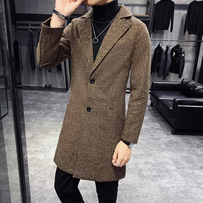 Men Winter Trench Coats Long Jackets Men Slim Fit Casual Wool Blends Business Casual Trench Thicker Warm Long Coats Size 5XL