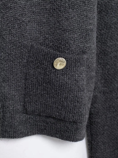 Women's Winter Slim Short Knitted Cardigan Jacket Retro Round Neck Gold Breasted Decoration Elegant Women's Casual Jacket