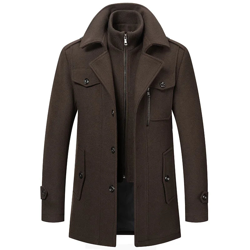 Men Cashmere Trench Coats Winter Jackets Overcoats Wool Blends High Quality New Winter Coats Male Business Casual Trench Coats 4