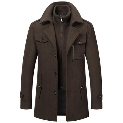 Men Cashmere Trench Coats Winter Jackets Overcoats Wool Blends High Quality New Winter Coats Male Business Casual Trench Coats 4