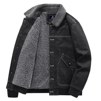 New Fashion Men Winter Fleece Warm Denim Jackets Tooling Coats Quality Cotton Male Multi-pocket Casual Cargo Jackets Size M-5XL