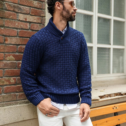 Men’s Knitted Sweater Casual Crew Neck Warm Long Sleeve Comfortable Pullover Textured Ribbed Edge High Quality Top US Size