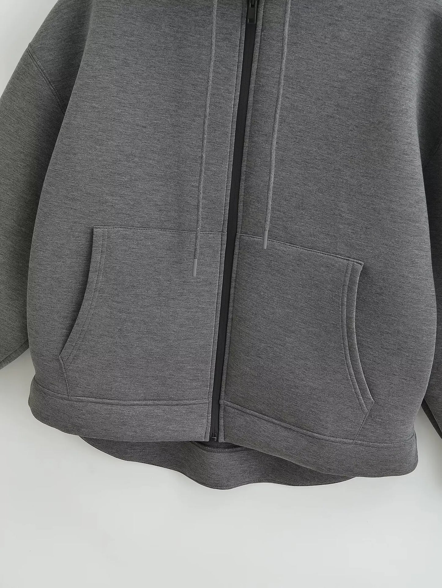 HH 2026 Casual Women's Soild Zipper Hoodie Long Sleeve Big Pocket Zipper Jacket With Hood Female Loose Outerwear Coat Tops