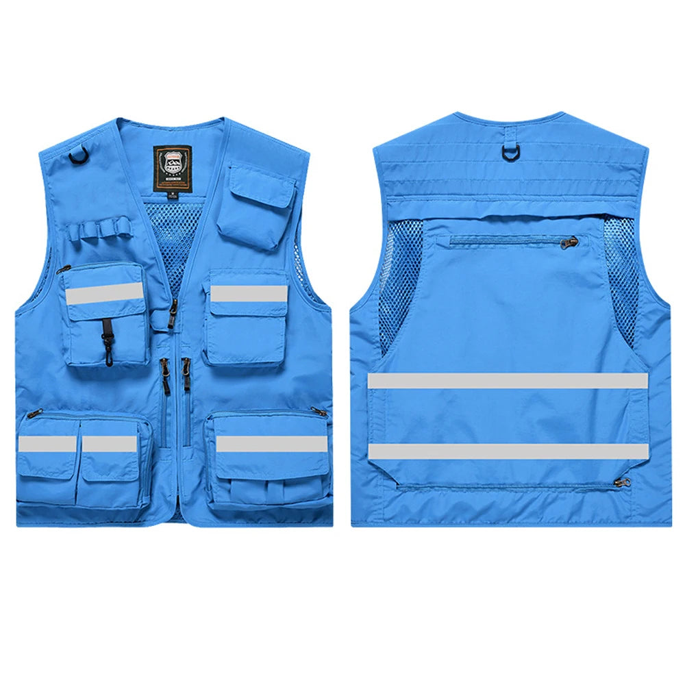 Workwear Safety Vest with Multi Pocket Emergency Rescue Volunteers Communication Safety Jacket Outdoor Work Clothing
