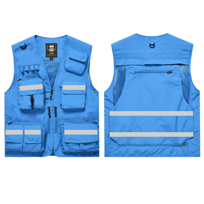 Workwear Safety Vest with Multi Pocket Emergency Rescue Volunteers Communication Safety Jacket Outdoor Work Clothing