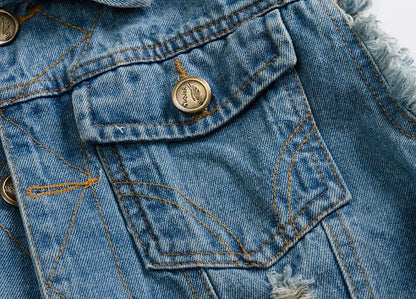 Men Denim Vests Jackets Waistcoats Light Blue Ripped Denim Coats Vests New Fashion Male Cotton Slim Black Jeans Waistcoats 6XL
